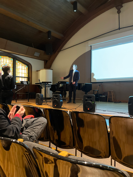 Matt presenting a digital performance