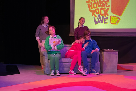 Matt and cast members in School House Rock. Three is the Magic Number